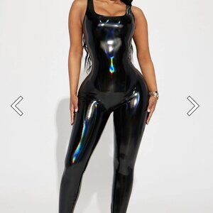Holographic Black Latex Jumpsuit